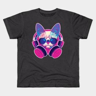 Punk Neon Cat Kids T-Shirt